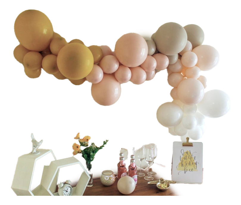 Semiarco Globos Mostaza Crema Arena Blanco Oficina Promo