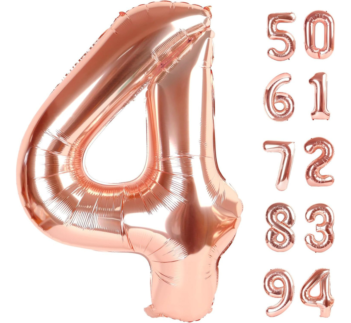 Globo Numero Oro Rosa 1 2 3 4 5 6 7 8 9 0 Altura 40cm Barato - Imagen 12