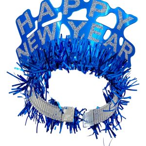 Diadema Balaca Navidad Año Nuevo Azul Ingles Flecos 6u