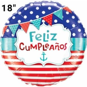 Globo Fiesta Marina Mar Feliz Cumpleaños Azul 45x45cm Oferta