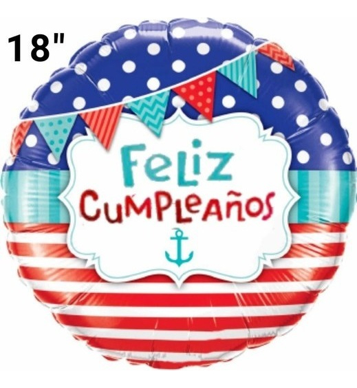 Globo Fiesta Marina Mar Feliz Cumpleaños Azul 45x45cm Oferta