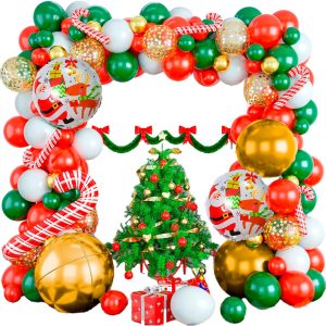 Kit Arco Decoración Globos Navidad Papá Noel Dorado Bastones