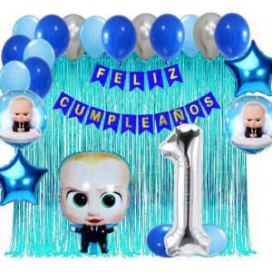 Azul Kit Globos Decoracion Jefe Paales Bebe Cumpleaños Promo
