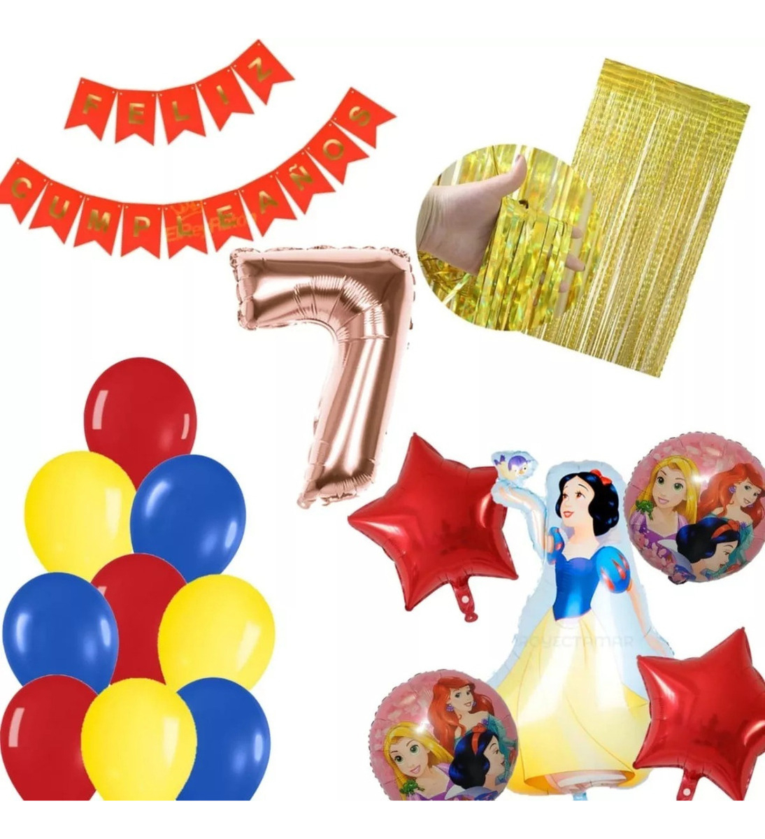 Kit Globos Decoracion Princesa Blanca Nieves Cumpleaños Hoy - Imagen 7