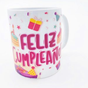 Mug Taza Pocillo Porcelana Feliz Cumpleaños Fiesta Pastel