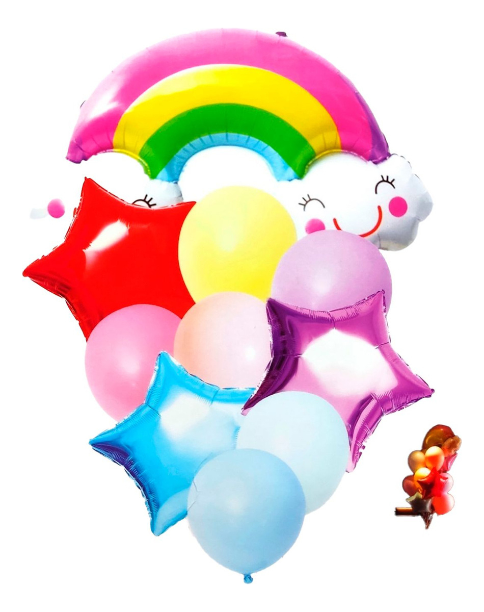 Globos Decoracion Arcoiris Candy Rojo Amarillo Cumpleaños