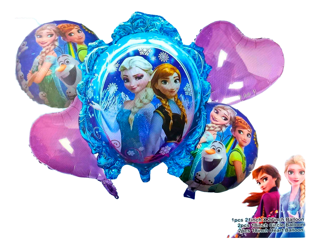 Bouquet Globos Morado Espejo Azul Elsa Ana Princesa Hielo