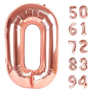 Globo Numero Oro Rosa 1 2 3 4 5 6 7 8 9 0 Altura 40cm Barato