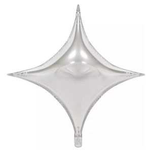 Globo Estrella Cuatro Puntas Plateado Gigante 65cm