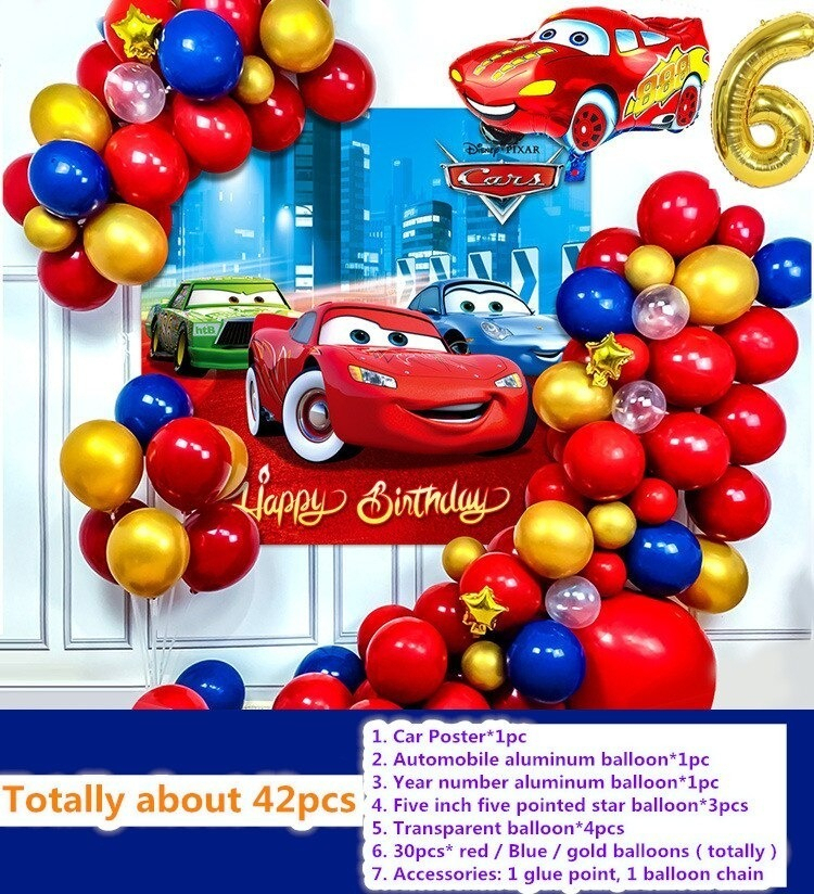 Decoracion Globos Cars Rojo Azul Dorado Cumpleaños Niño Hoy - Imagen 5