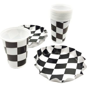 Kit 12 Vasos 12 Platos Decorativos Carreras Formula