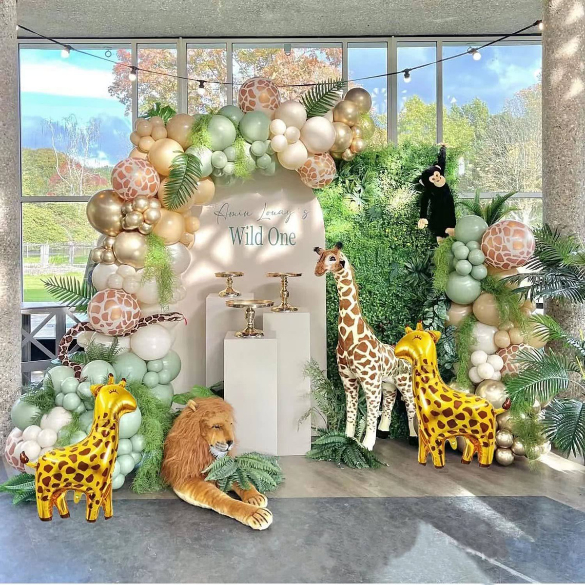 Globos Kit Decoracion Arco Jirafa Selva Safari Jungla Verde