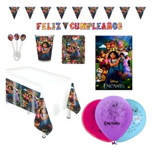 Kit Fiesta Encanto Mantel Globos Guirnalda Vasos Platos