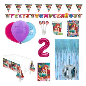 Kit Ariel Sirenita Mar Marino Globos Mantel Vasos Platos