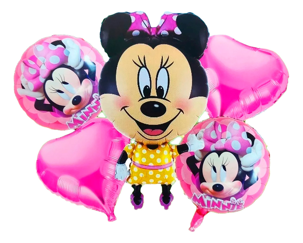 Bouquet Globos Minnie Rosado Corazon Moo Promo Original Top