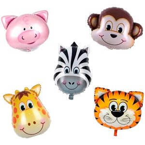 Kit Globos Animales Selva Granja Leon Jirafa Zebra Cerdo