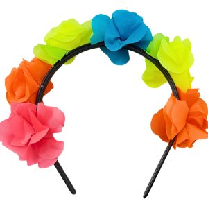 Diadema Carnaval Flores Colores Neon Hora Loca Fiesta X12u