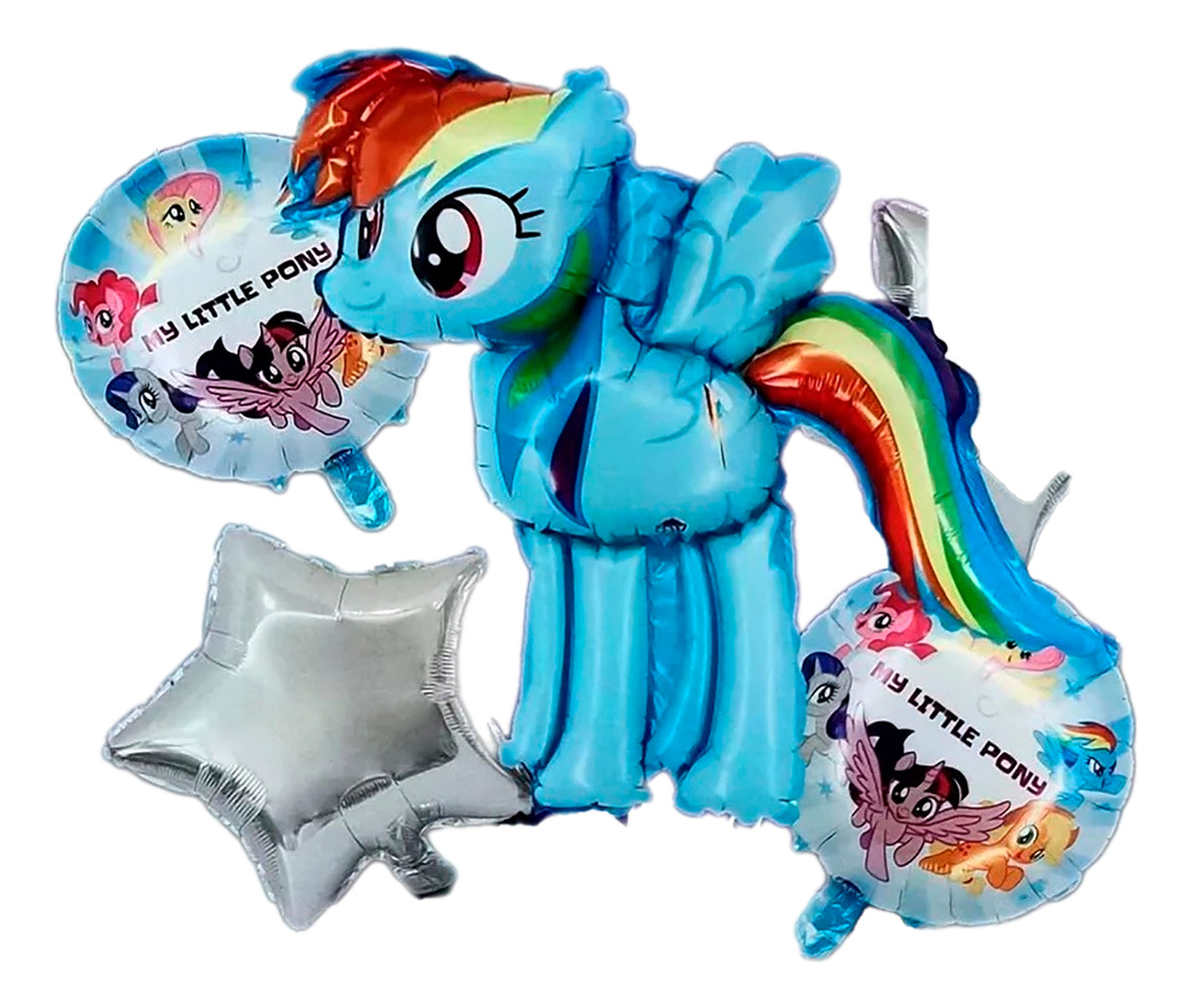 Bouquet Globos Uniconio Rainbow Dash Arcoiris Decoracion