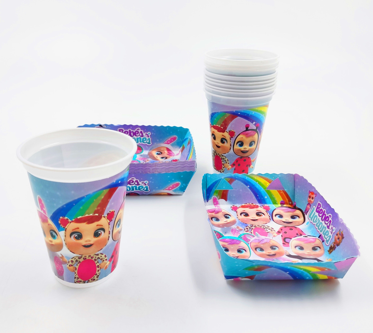Kit 12 Vasos Platos Decorativos Bebes Llorones Comprar Envío