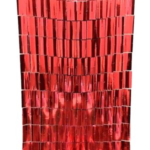 Cortina Metalizada Fiesta Fondo Decorativo Cuadros Roja
