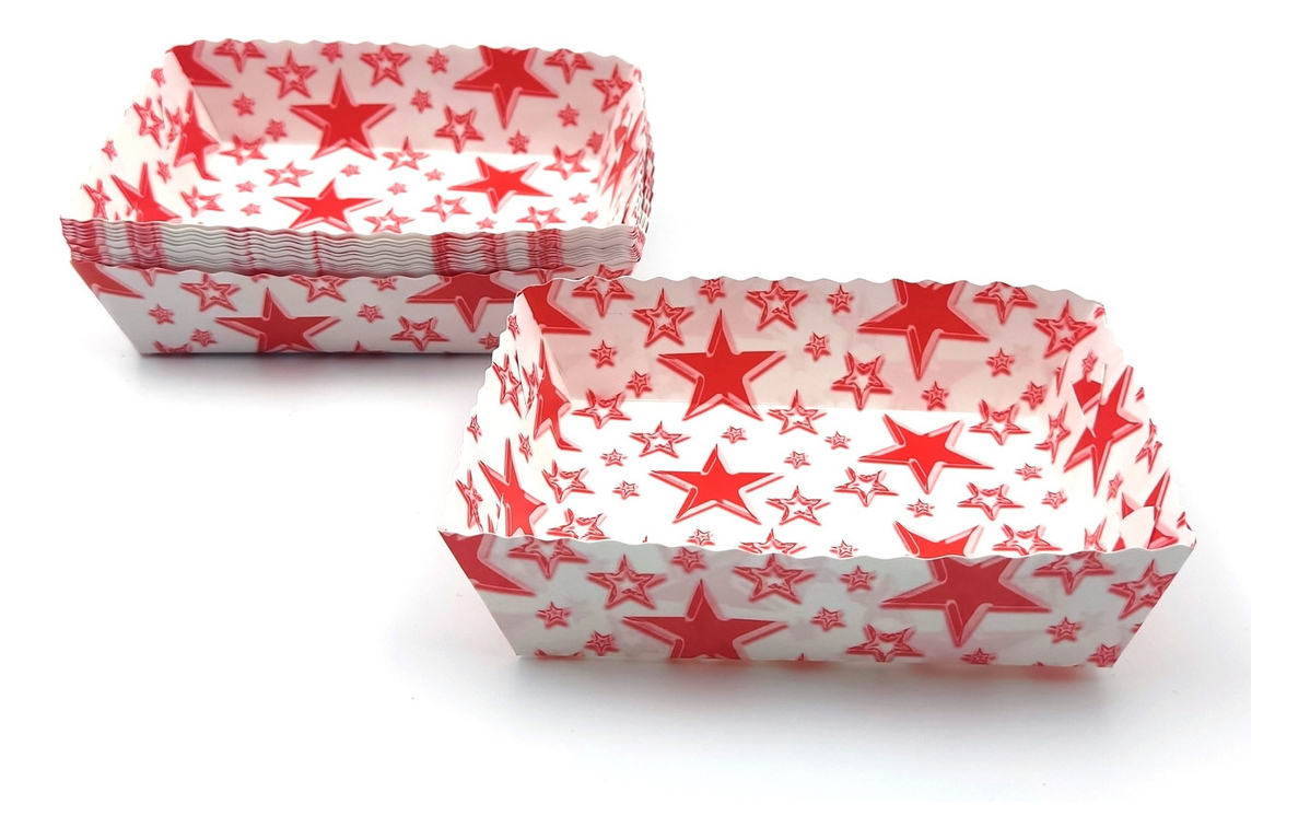 Platos Fiesta Blanco Rojo Estrellas X 12 Promo Original Top - Imagen 2