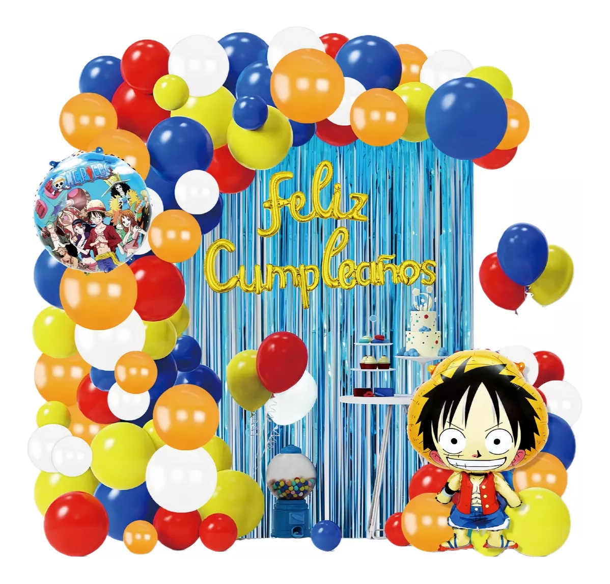 Kit Fiesta One Piece Luffy Decoracion Globos Cumpleaños Top