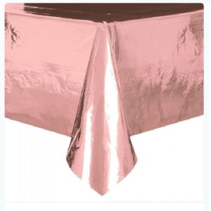 Mantel Metalizado Oro Rosa Cromado Fiesta Cumpleaños Mesa