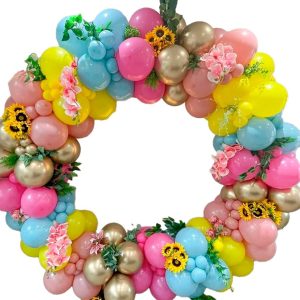Arco Globos Flamingo Hawaiano Rosado Fucsia Verde Dorado