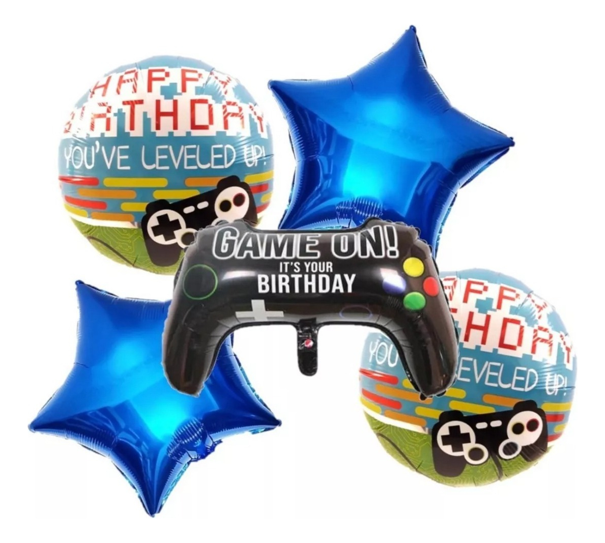 Decoracion Bouquet Video Juego Control Cumpleaños Azul Promo - Imagen 2