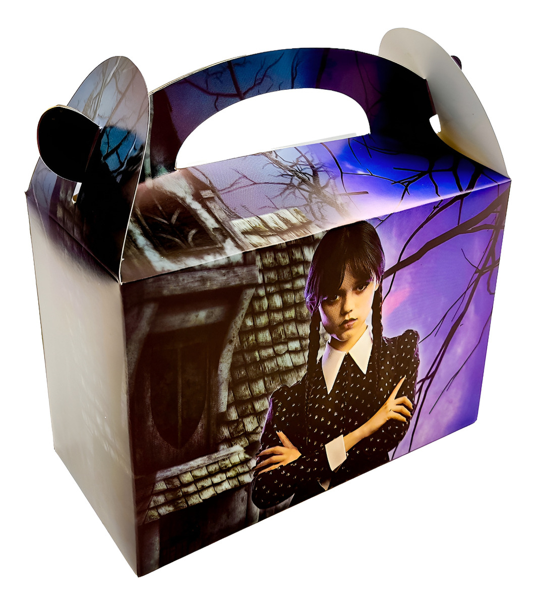 Caja Merlina Cumpleaños Fiesta Halloween Terror X6 Comprar