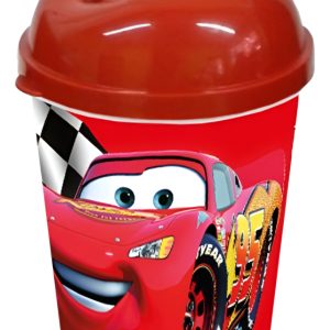 Vaso Pitillo Fiesta Cars Carro Rojo Carrera Cumpleaños Mesa