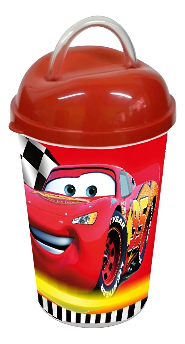 Vaso Pitillo Fiesta Cars Carro Rojo Carrera Cumpleaños Mesa