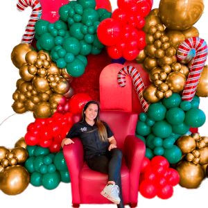 Arco Globos Decoracion Verde Dorado Baston Rojo Fin Año Ya