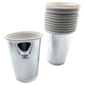 Vaso Fiesta Metalizado Plateado 7 Onzas X 10 Unidades Oferta