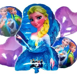 Decoracion Globos Frozen Elsa Corazones Azules Comprar Ya