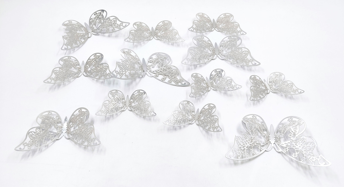 Mariposas Decorativas 3d Papel Pared Plateado Troquelado - Imagen 4