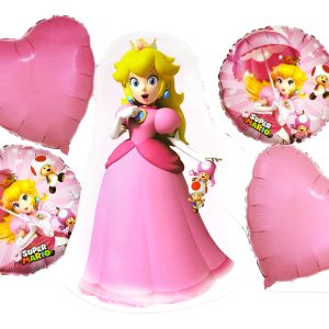 Bouquet Kit Globos Princesa Peach Mario Bros Niña Rosado