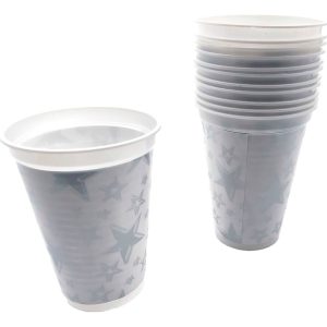 Vasos Fiesta Blanco Estrellas Plateado X 12 Units Comprar