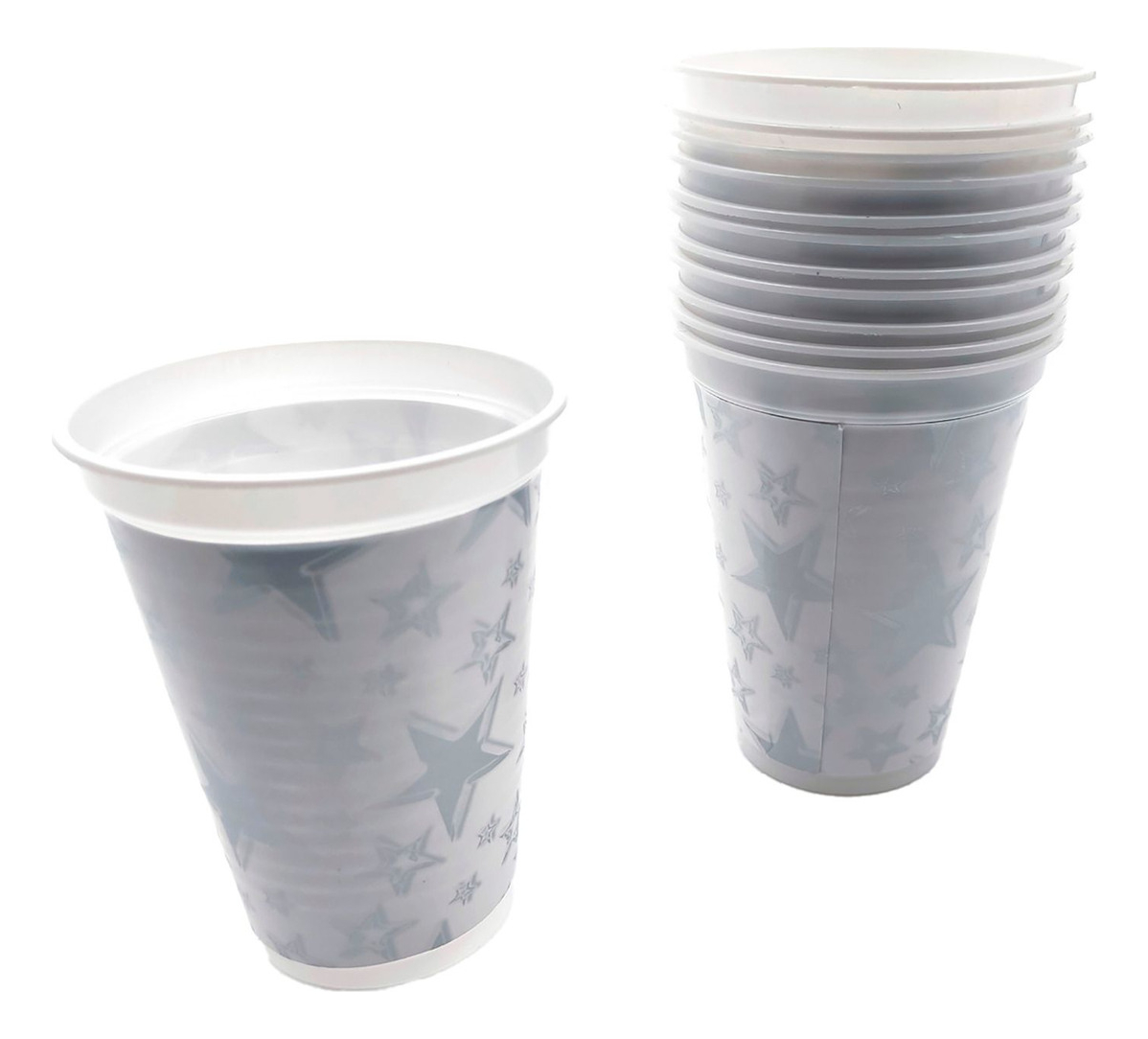 Vasos Fiesta Blanco Estrellas Plateado X 12 Units Comprar