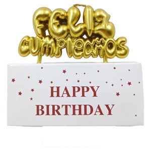 Velas Pastel Torta Ponque Pin Feliz Cumpleaños Dorado Oferta