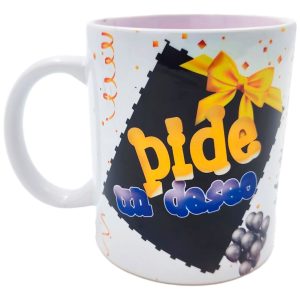 Mug Taza Pocillo Porcelana Feliz Cumpleaños Regano Dorado