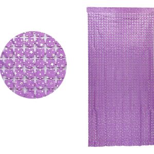 Cortina Fiesta Fondo Decorativo Cuadros Morado Pastel Oferta