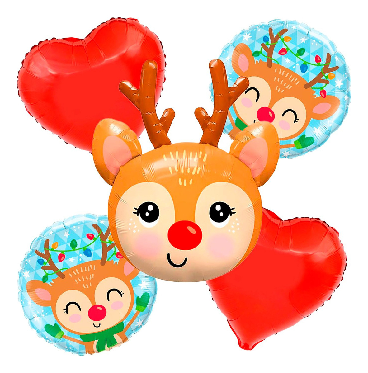 Bouquet Globos Feliz Navidad Reno Fin Año Cuernos Comprar