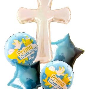 Bouquet Globos Biblia Jesus Primera Comunion Iglesia Cruz