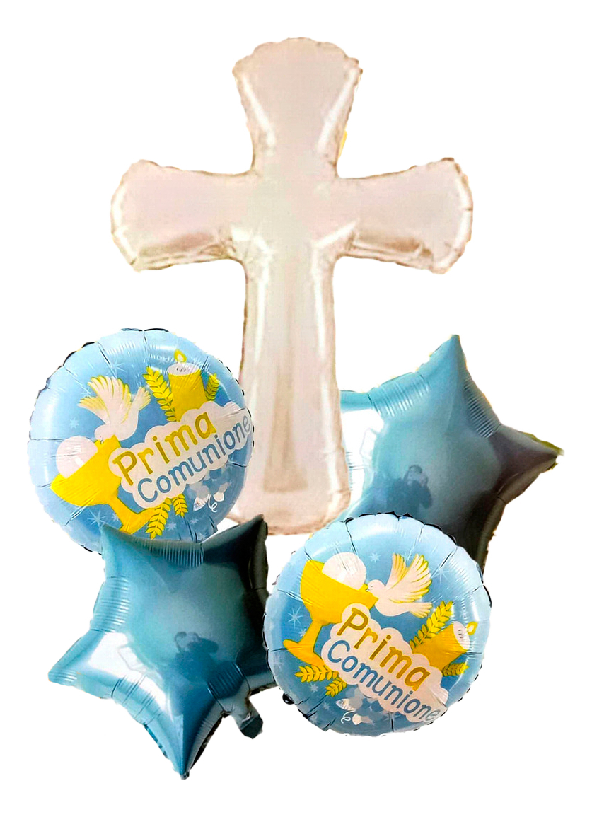 Bouquet Globos Biblia Jesus Primera Comunion Iglesia Cruz