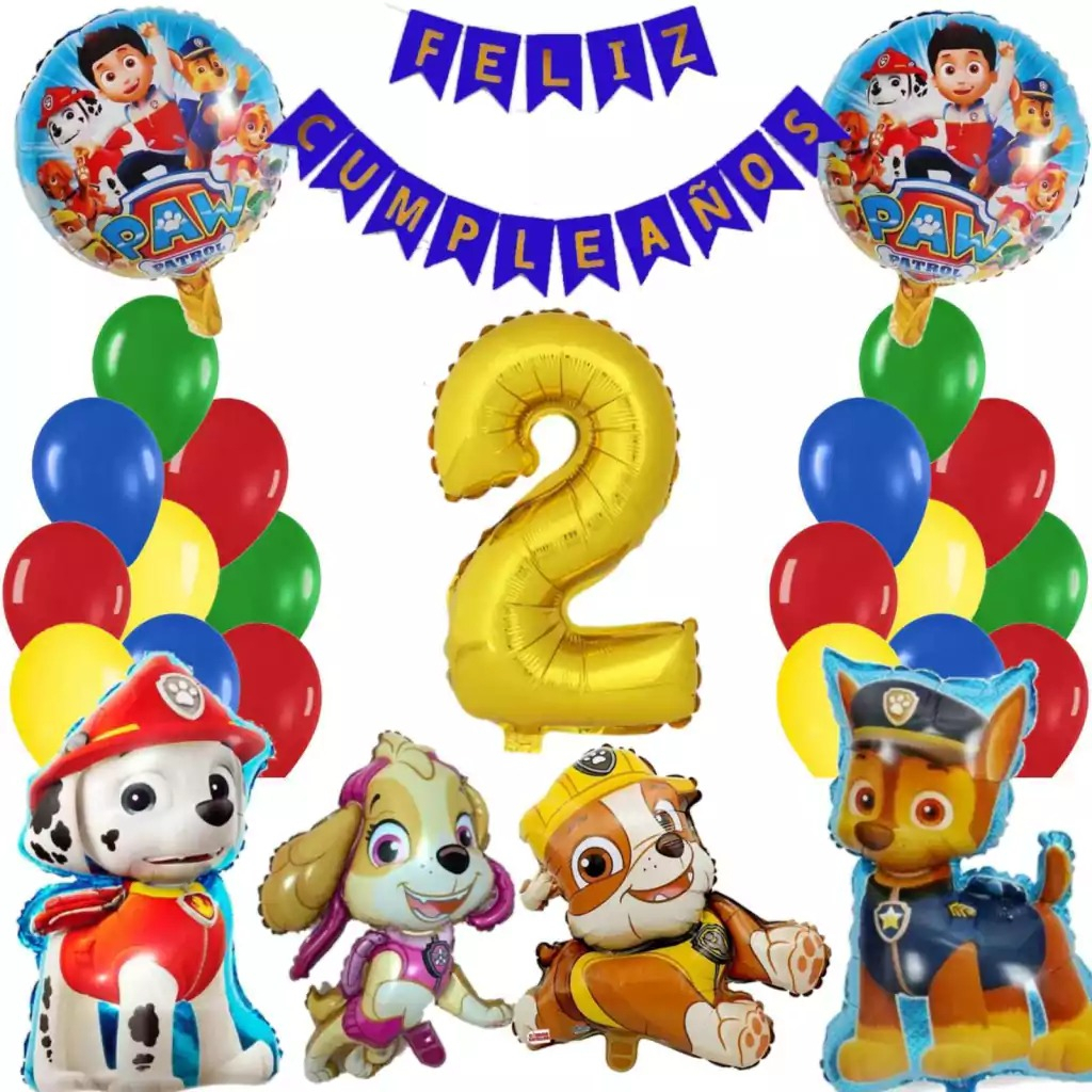 Bouquet Globos Paw Patrol Chase Rubble Marshall Perro Skye - Imagen 2