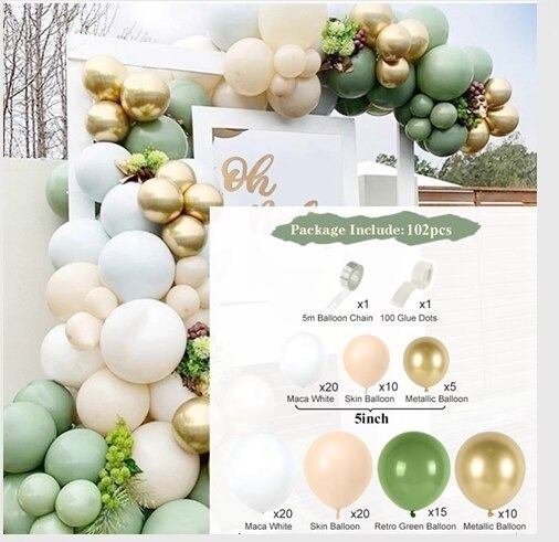 Decoracion Globos Verde Dorado Arco Boda Cumpleaños Oferta - Imagen 2