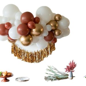 Semi Arco Globos Blanco Cafe Dorado Oficina Promo Original