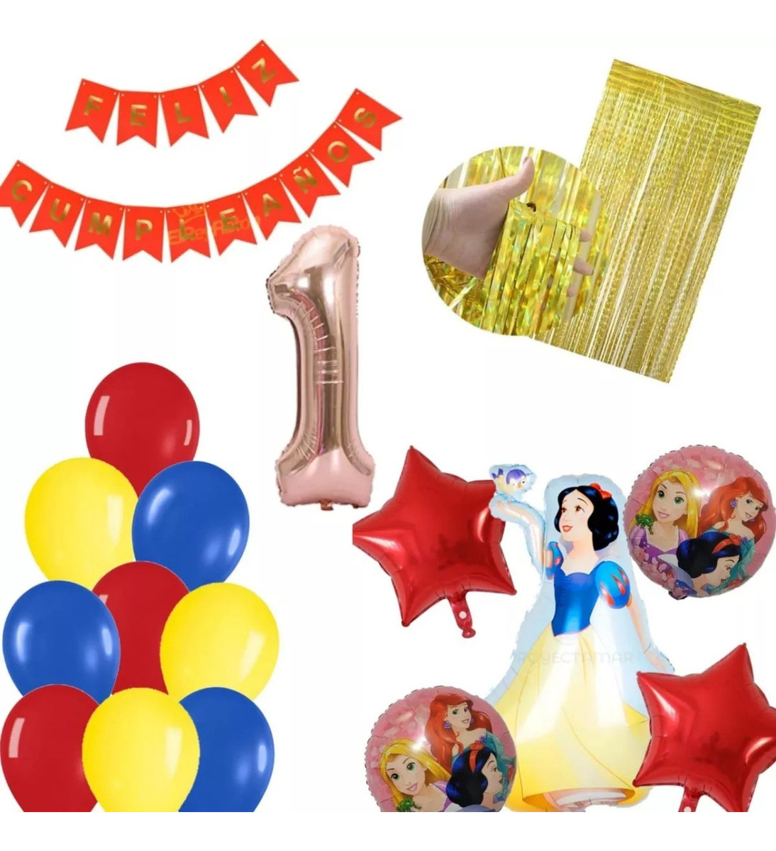 Kit Globos Decoracion Princesa Blanca Nieves Cumpleaños Hoy
