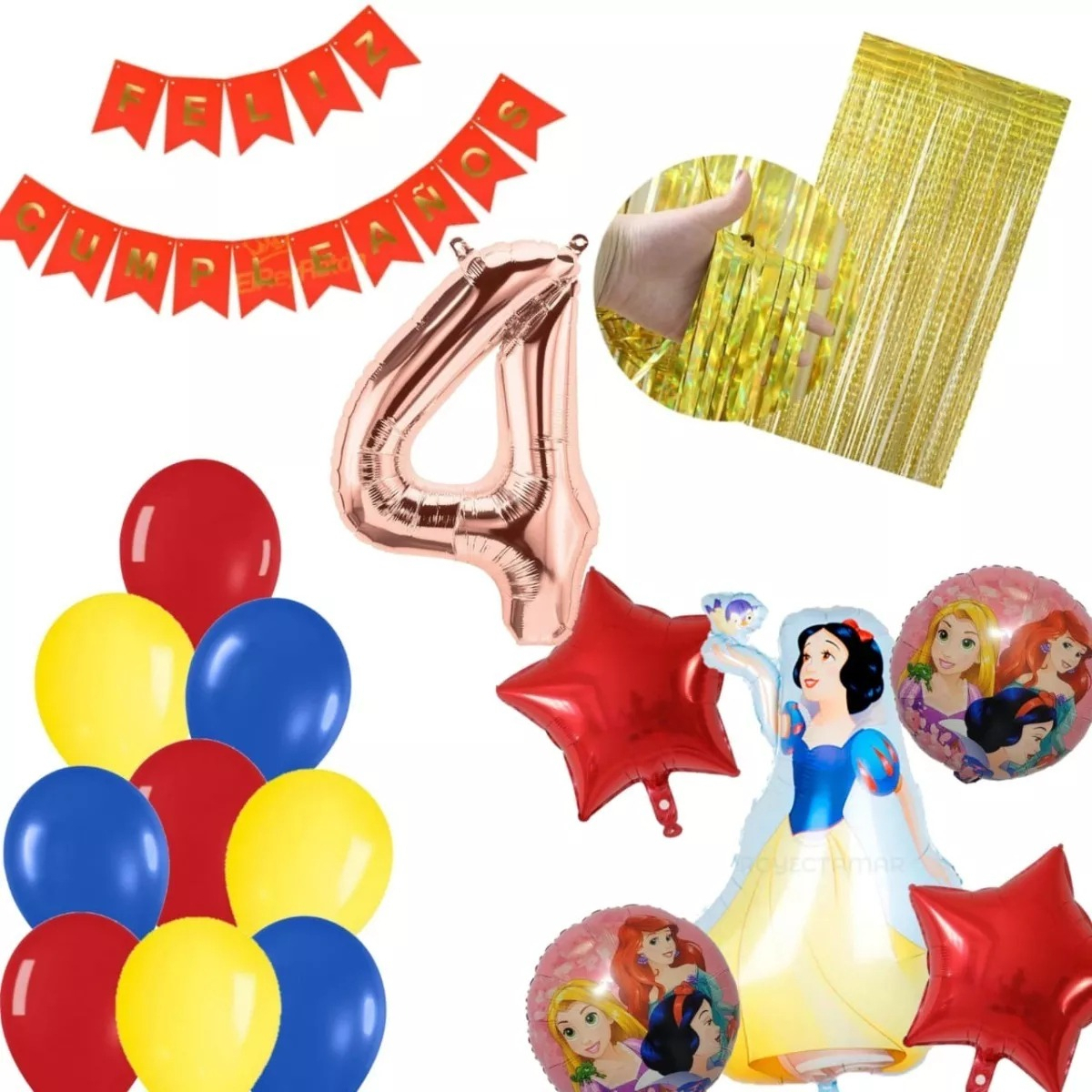Kit Globos Decoracion Princesa Blanca Nieves Cumpleaños Hoy - Imagen 4